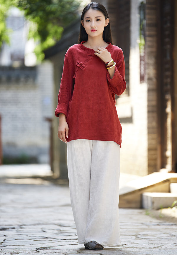 30% Sale!!! Women Casual Large Loose Wide Leg Linen and Cotton Pants