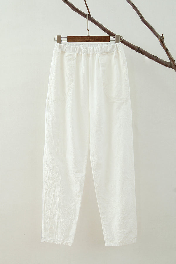 Women Simple Leisure Linen and Cotton Pants