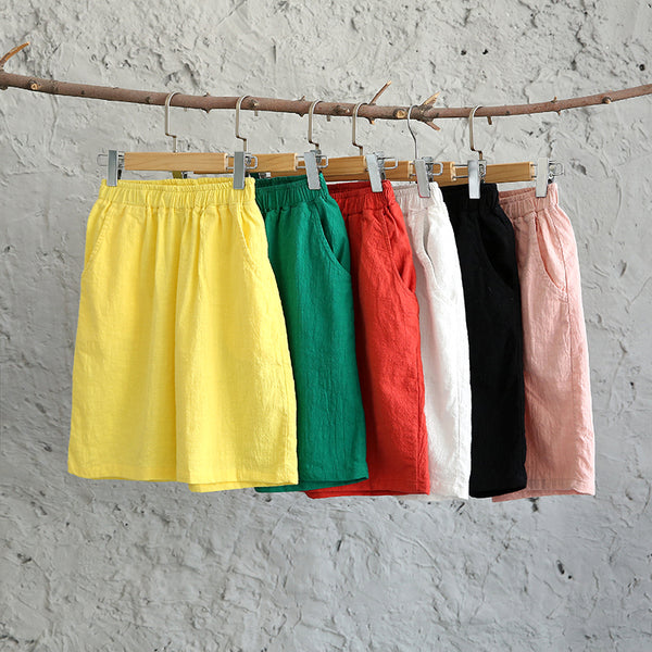 Women Loose Leisure Linen and Cotton Short