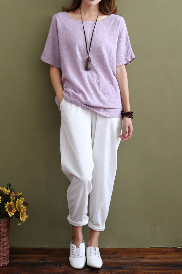 Women Soft Linen and Cotton Casual Pants