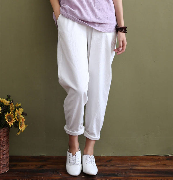 Women Soft Linen and Cotton Casual Pants