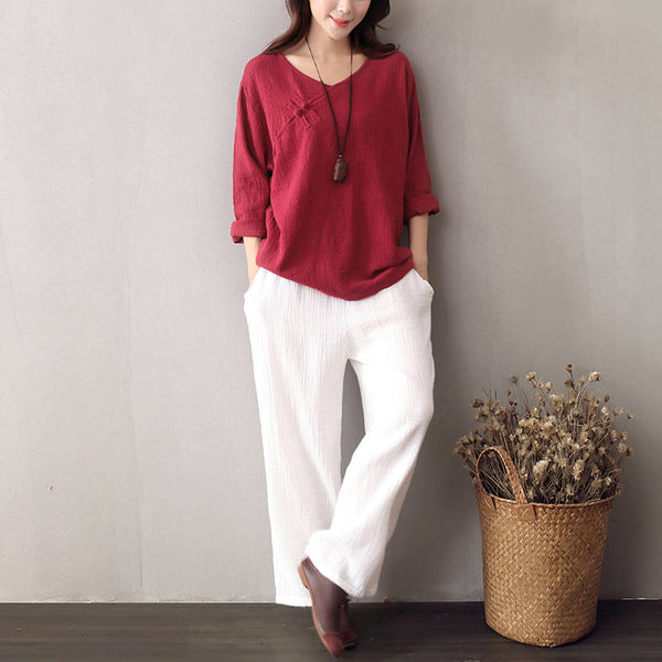 Women Loose Linen and Cotton Pants