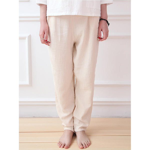 Women Casual Soft Wrinkle Linen and Cotton Pants