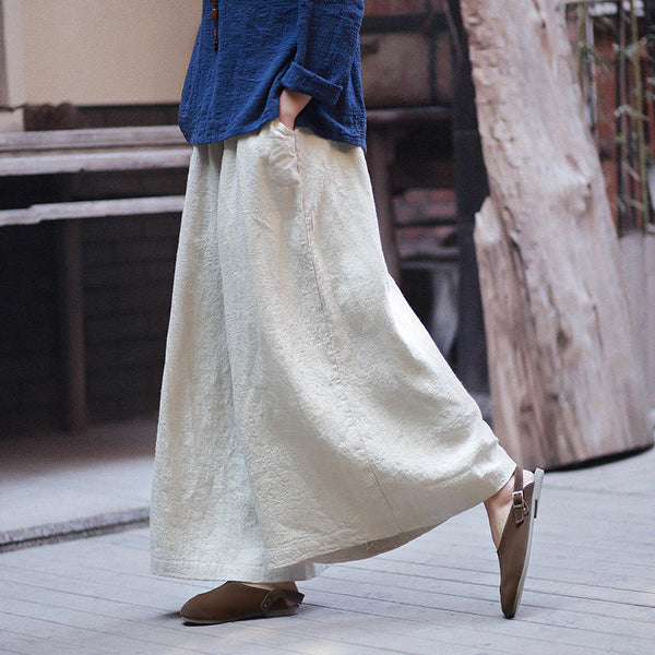 Women Linen and Cotton Wide Leg Yoga Style Pants