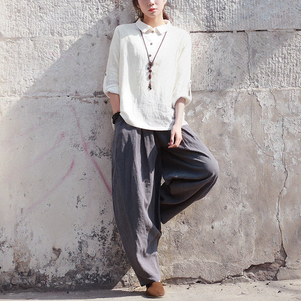 Women Yoga Lantern Style Loose Linen and Cotton Pants