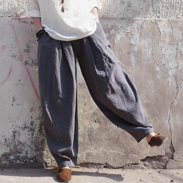 Women Yoga Lantern Style Loose Linen and Cotton Pants