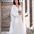 Women Asian Style Retro Long Sleeves Linen and Cotton Dress