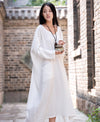 Women Asian Style Retro Long Sleeves Linen and Cotton Dress