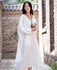 Women Asian Style Retro Long Sleeves Linen and Cotton Dress