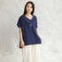 Women Cotton and Linen V-neck Short Sleeve Loose T-shirt