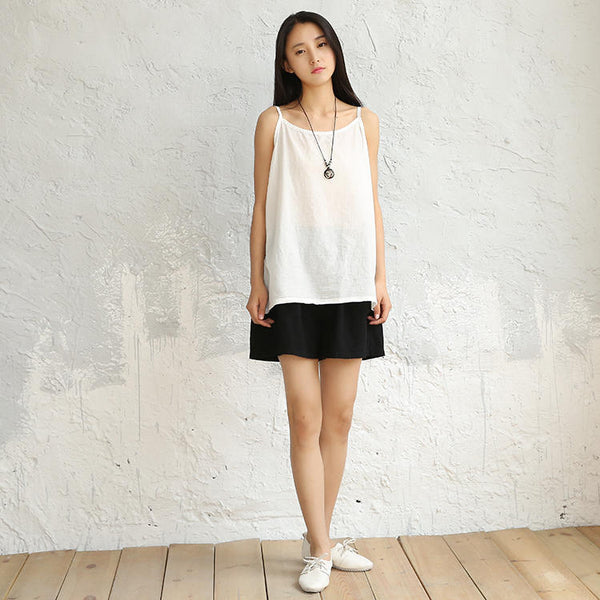 Women Loose Cotton and Linen Vest