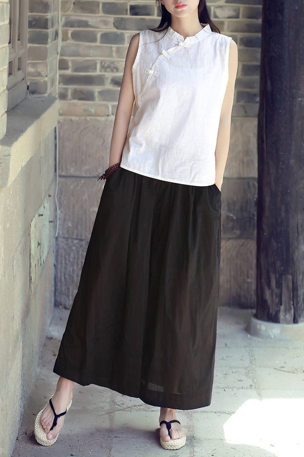 Women Yoga Style Loose Large Size Linen and Cotton Wide Leg Pants