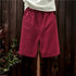 Women Water Washed Linen and Cotton Wrinkled Short