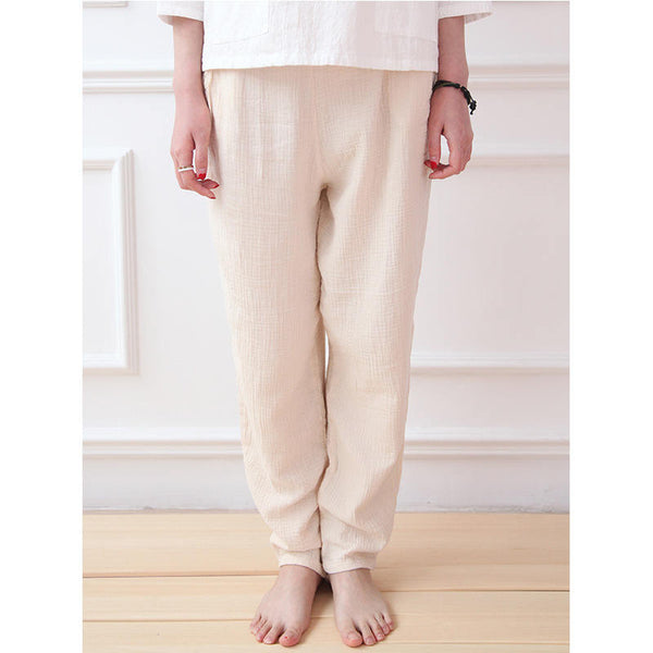 Women Simple Casual Linen and Cotton Pants