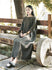 Women Retro Round Neck Long-sleeved Cotton and Linen Dress