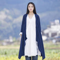 Women Thin and Soft Linen and Cotton Long-sleeved Coat