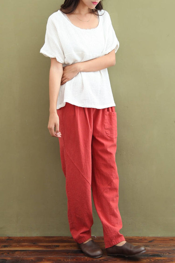 Women Casual Linen and Cotton Pants