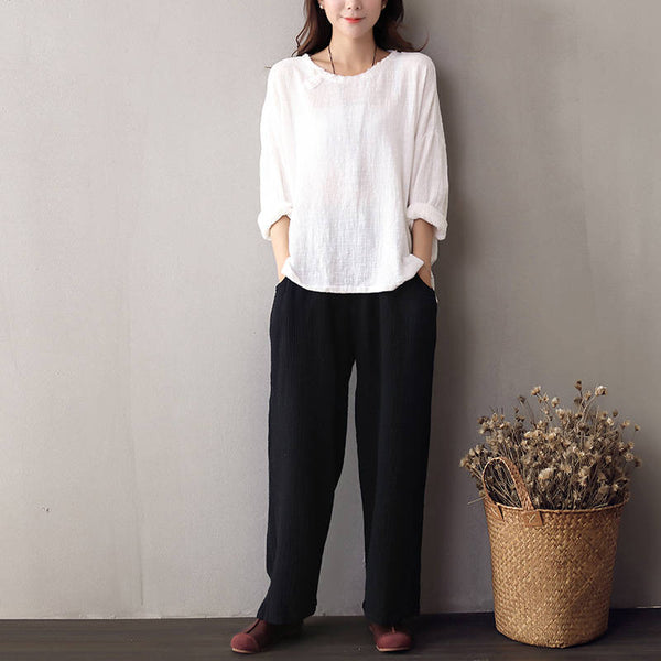 Women Loose Linen and Cotton Pants