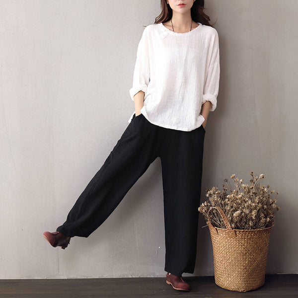 Women Loose Linen and Cotton Pants