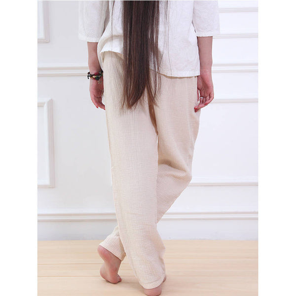 Women Casual Soft Wrinkle Linen and Cotton Pants