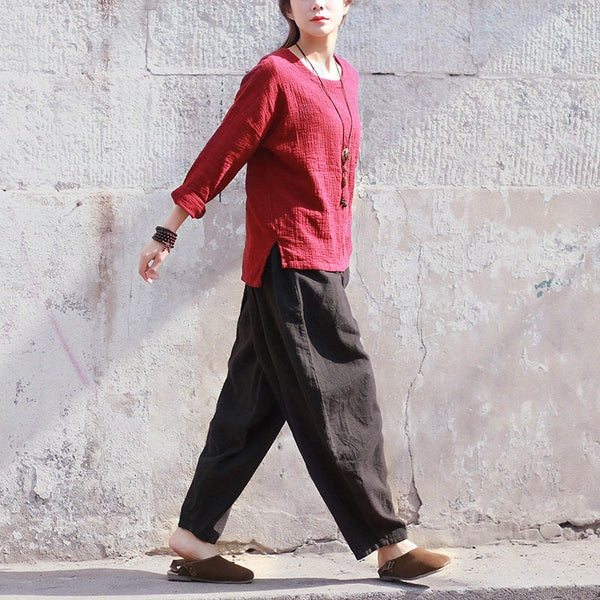 Women Yoga Lantern Style Loose Linen and Cotton Pants