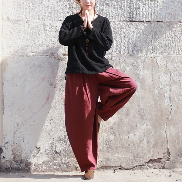Women Yoga Lantern Style Loose Linen and Cotton Pants
