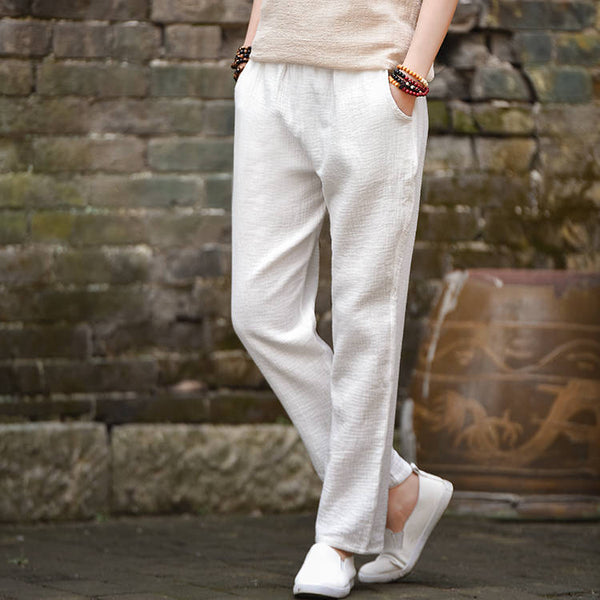 Women Cotton and Linen Casual Cropped and Capri Pant