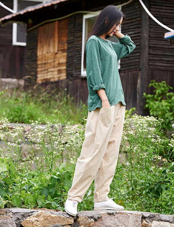Women Casual Loose Style Linen and Cotton Pants