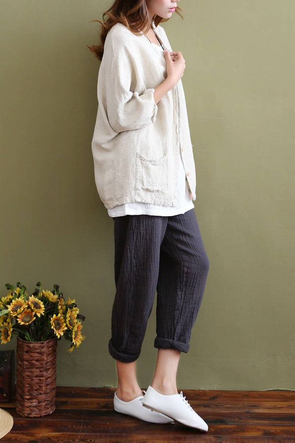 30% Sale!!! Women Loose Pure Linen and Cotton Cardigan Top