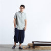 Men Chinese Style Short Sleeve Linen and Cotton T-shirt Top