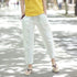 Women Simple Casual Light Linen and Cotton Cropped Pant (Capri)