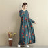 Women cotton and linen dress – Retro Loose Causal Ankle Lenght Dress