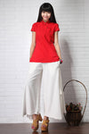 Women Pure Color Linen and Cotton Wide Leg Pants