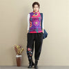 Women Retro Asian Style Quilted Printed Cotton Vest