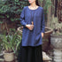 Women Modern Style Linen and Cotton Round Neck long-sleeved Tunics