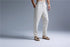 Men Casual Pure Color Cotton and Linen Straight Type Leg Opening Buckle Pants