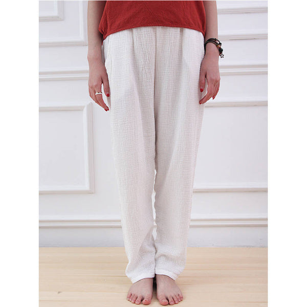 Women Simple Casual Linen and Cotton Pants