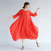 Women Zen Style Causal Round-neck Long Loose Tea Length Dress