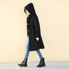 Women Simple Pure Color Linen and Cotton Knee Length Coat with Hoodie