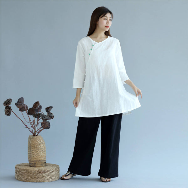 Women Chinese Traditional Style Linen and Cotton KungFu TaiChi HanFu Zen Tunics