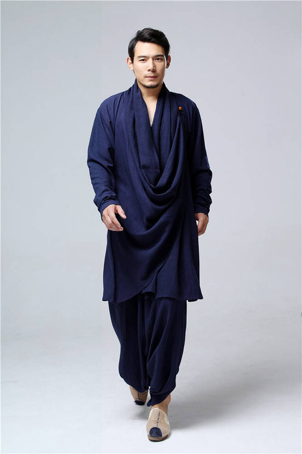 30% Sale!!! Men Eastern Zen Style Kung Fu Tai Chi Hanfu Zen Linen and Cotton Clothes Set (Top + Pant)