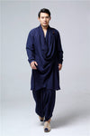 Men Eastern Zen Style Kung Fu Tai Chi Hanfu Zen Linen and Cotton Clothes Set (Top + Pant)