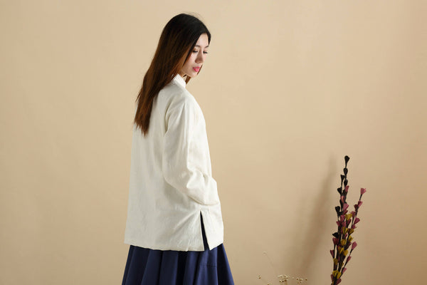 Women Chinese Traditional Style Linen and Cotton KungFu TaiChi HanFu Top