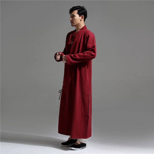 Men Asian Zen Style Long Linen and Cotton Tunics