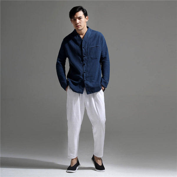 Men Causal Linen and Cotton Jacket