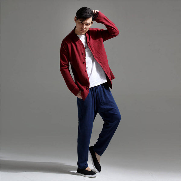 Men Causal Linen and Cotton Jacket