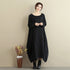 Women Lantern Skirt Style Jacquard Causal Linen and Cotton Tea Length Dress