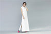 Women Chinese Style Retro Pure Color Sleeveless Ankle Length Dress