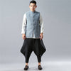 New Style Loose Pure Color Cotton and Linen Men Hanging Crotch Pants (inner layered with velvet)