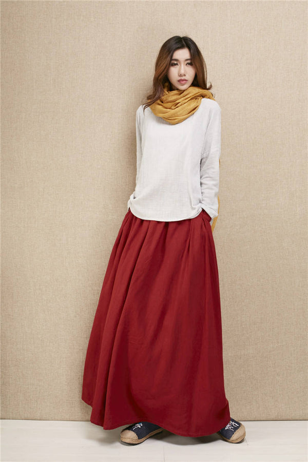 Women New Style Loose Linen and Cotton Ankle Length Skirt